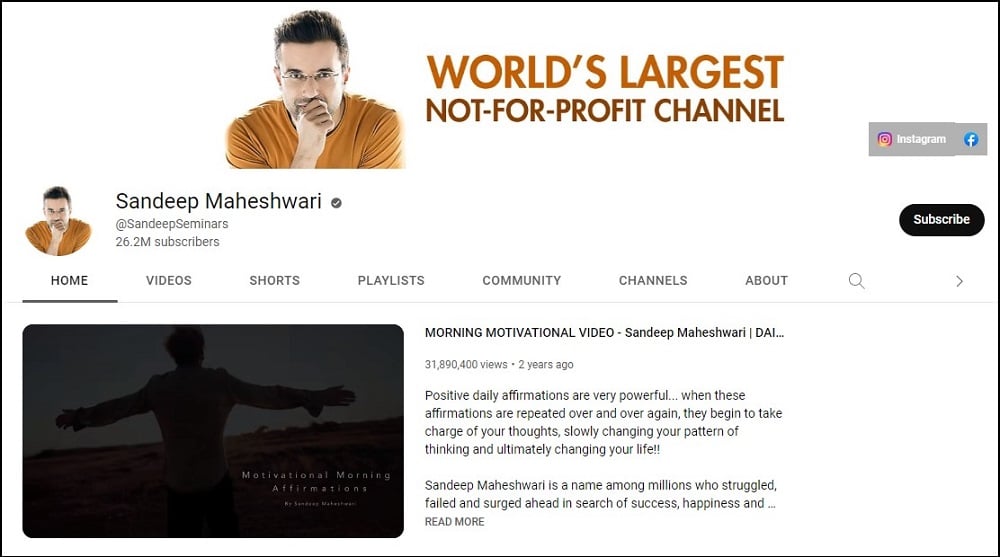 Sandeep Maheshwari Youtube Feature