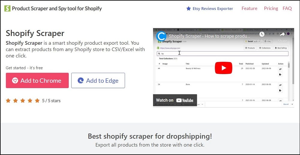 Shopify Scraper Homepage