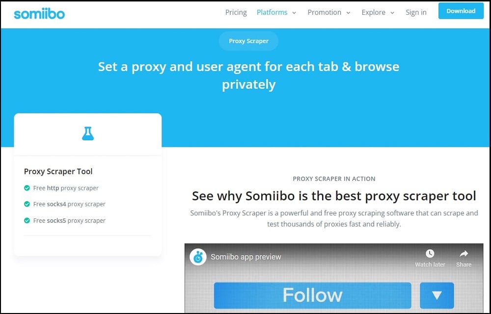 Somiibo Proxy Scraper overview