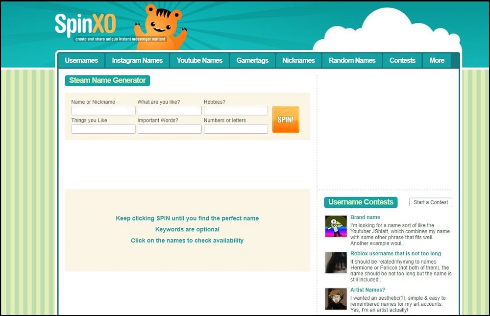 Spinxo Steam Name Generator