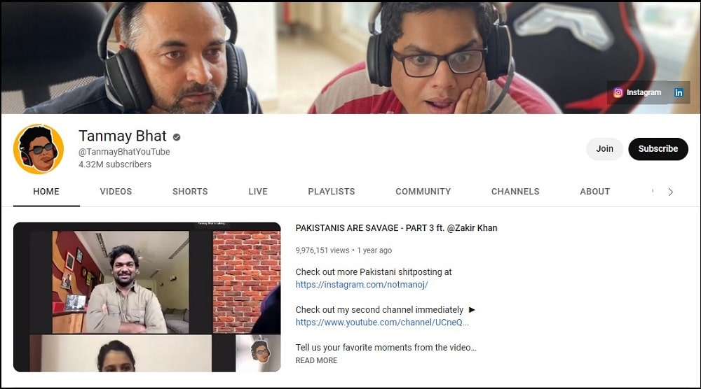 Tanmay Bhat Youtube Feature