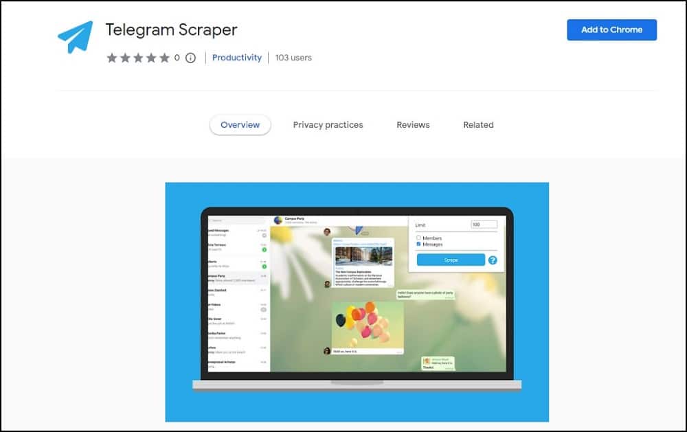 Telegram Scraper Chrome overview