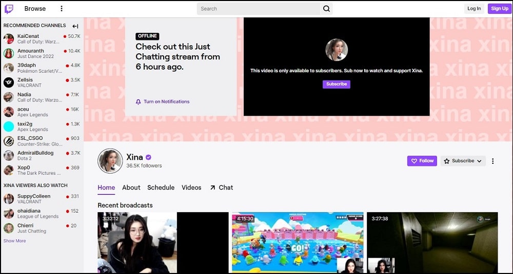 Xina Female Twitch Steamers
