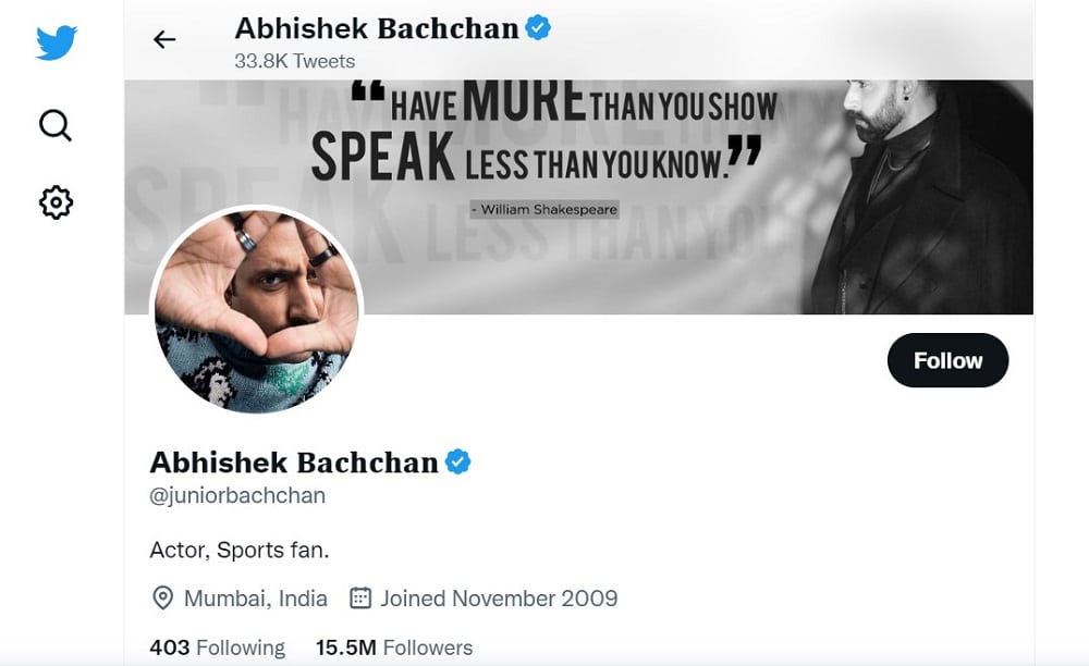 Abhishek Bachchan Twitter Account Overview