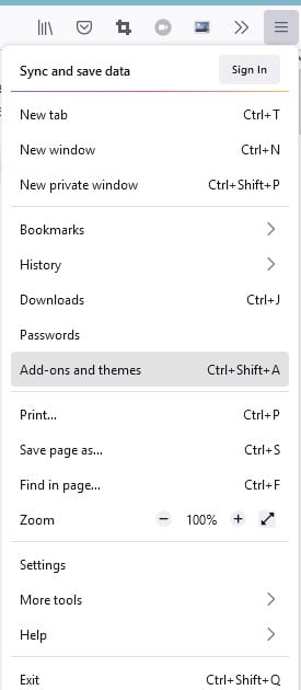 Add-ons and themes option on Download All Images