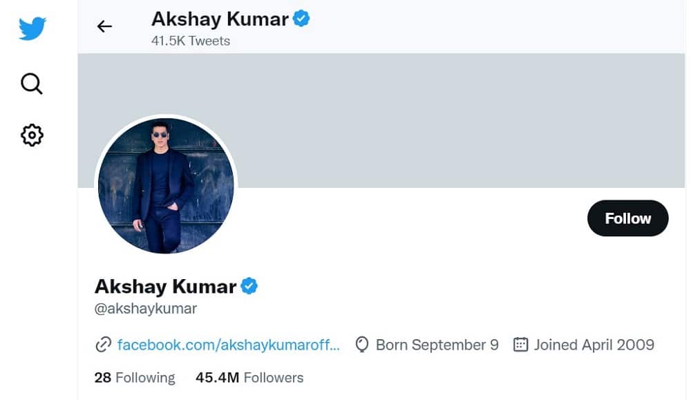 Akshay Kumar Twitter Account Overview