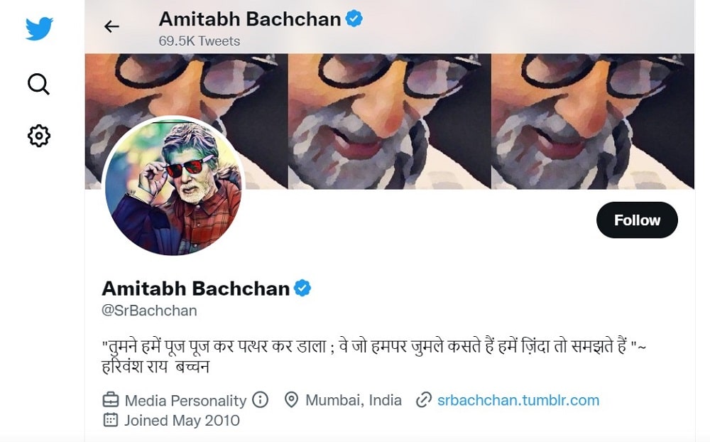 Amitabh Bachchan Twitter Account Overview