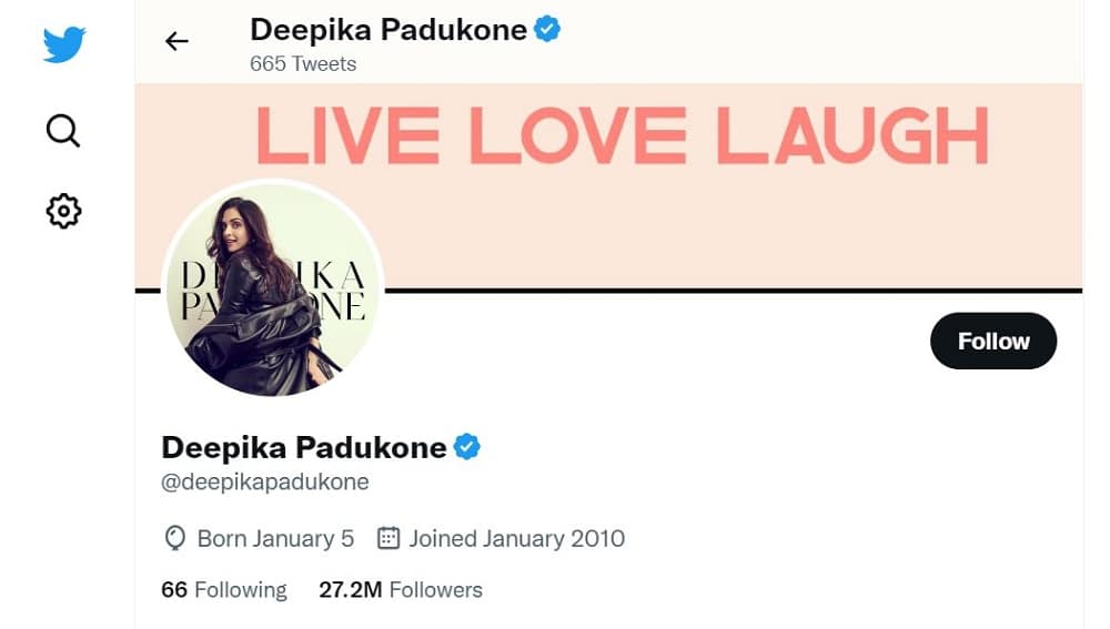 Deepika Padukone Twitter Account Overview