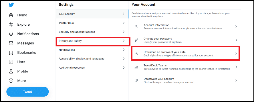 Download an archive of your data