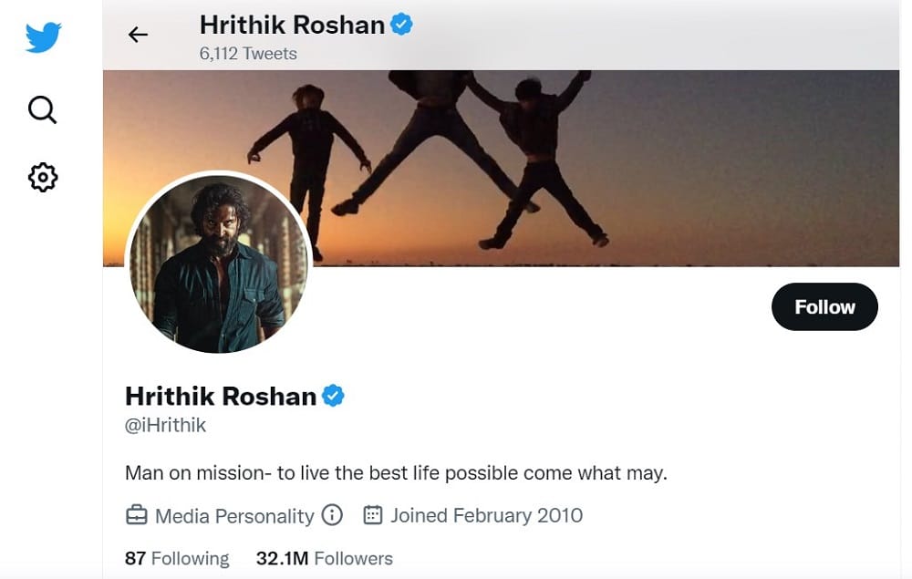 Hrithik Roshan Twitter Account Overview