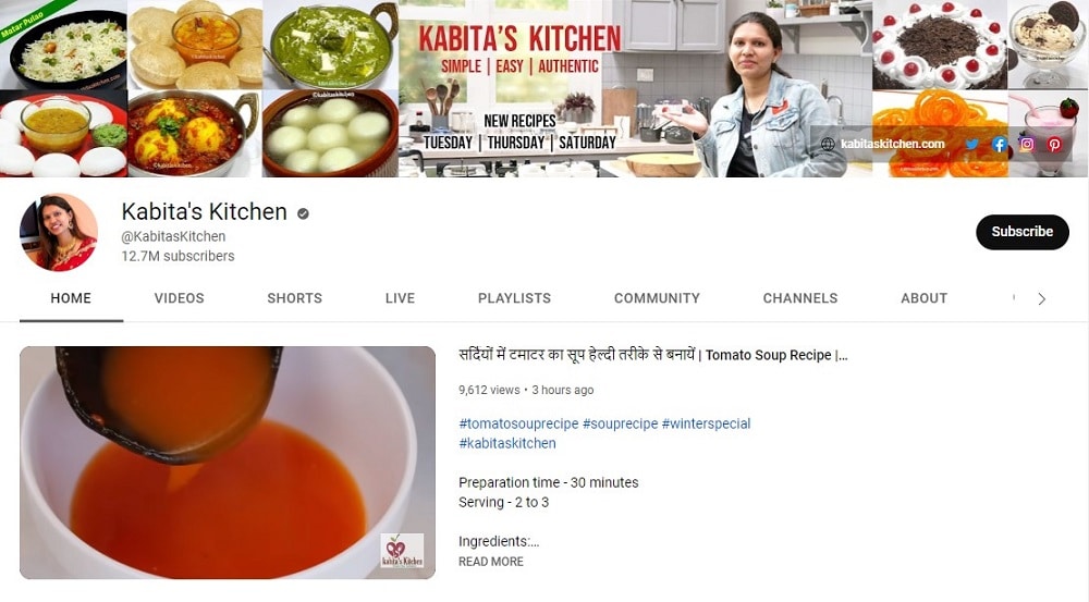 Kabita’s Kitchen Youtuber in India