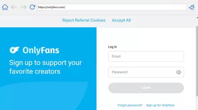 Log in to your Onlyfans account
