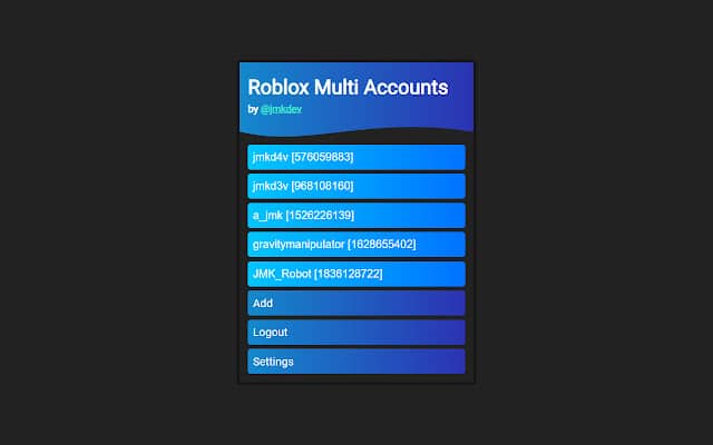 Roblox account press Add and the Log Out