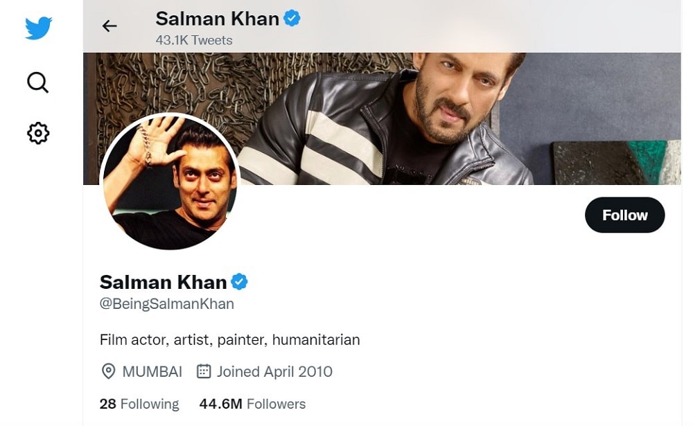 Salman Khan Twitter Account Overview