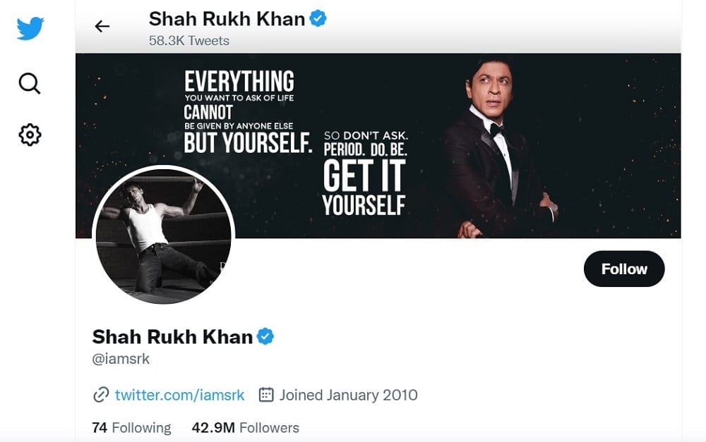 Shah Rukh Khan Twitter Account Overview