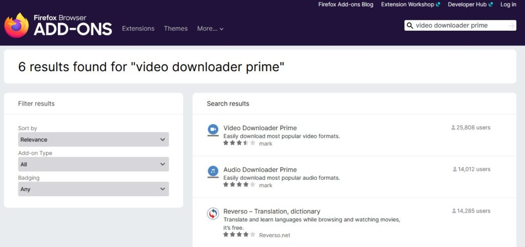 Video Downloader Prime extension