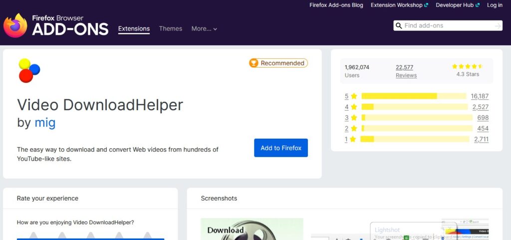 Video Downloadhelper overview