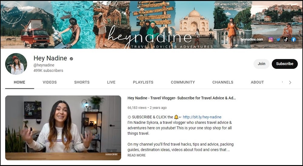 Hey Nadine Traveling Youtuber