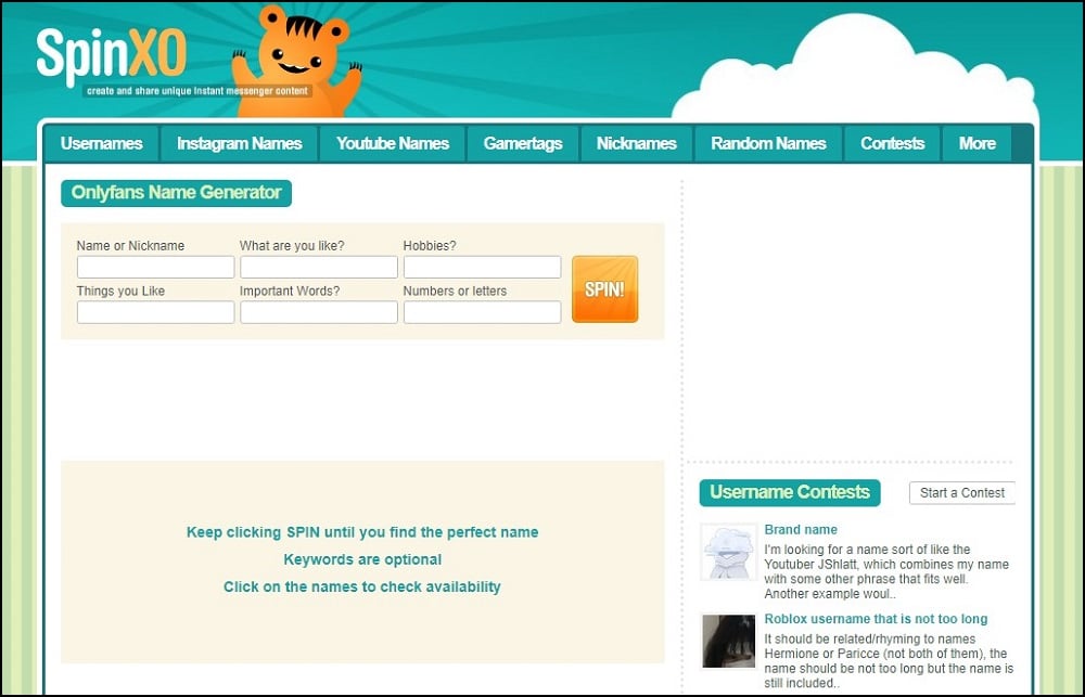 SpinXO OnlyFans Name Generator