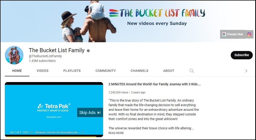 The bucket list family Traveling Youtuber