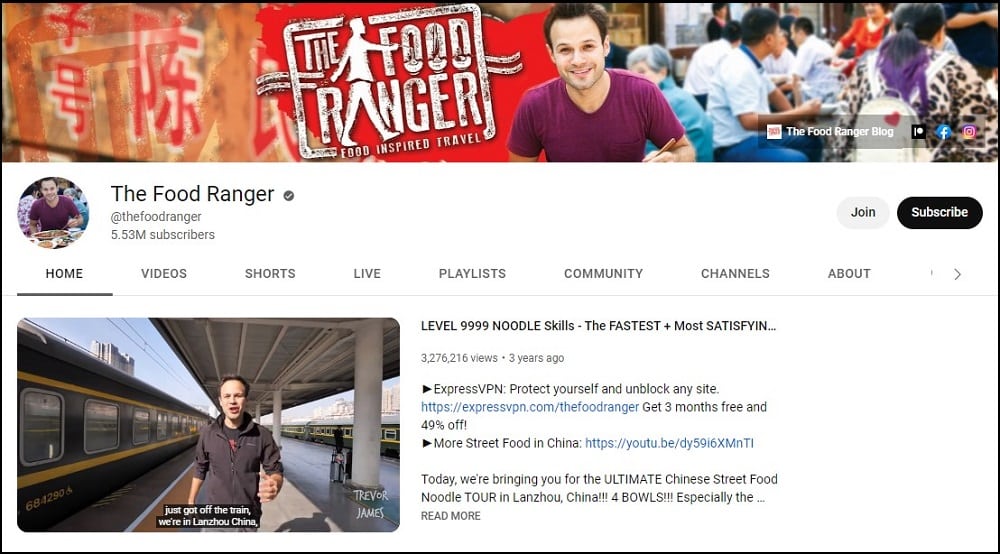 The food ranger Traveling Youtuber