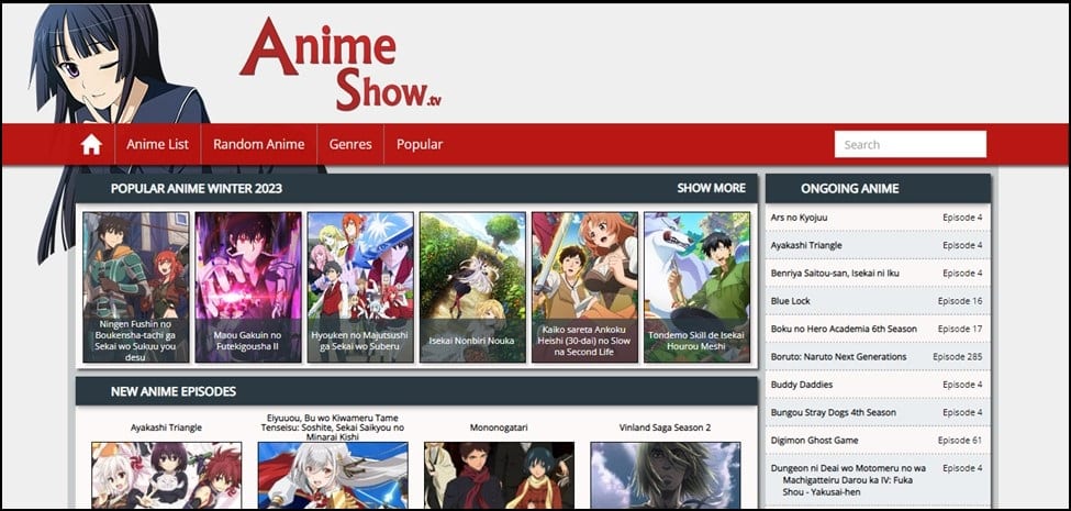 AnimeShow Homepage