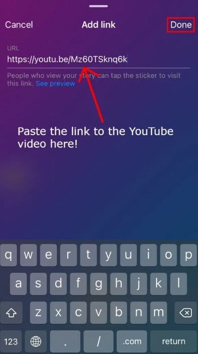 Copy the Youtube video URL and paste it