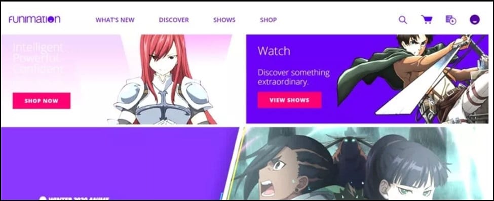 Funimation Homepage
