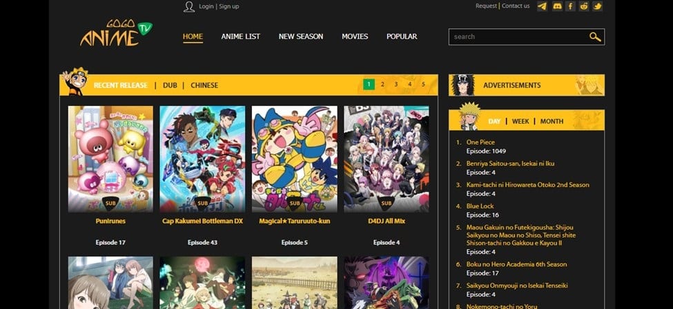 Gogoanime Homepage