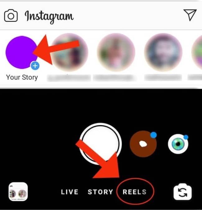 Instagram app and tap + New Reel