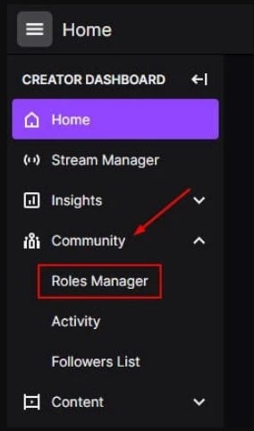 Roles Manager option