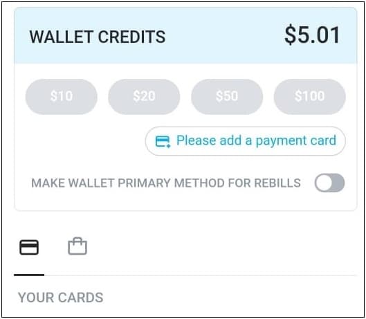 Use Wallet Credits option