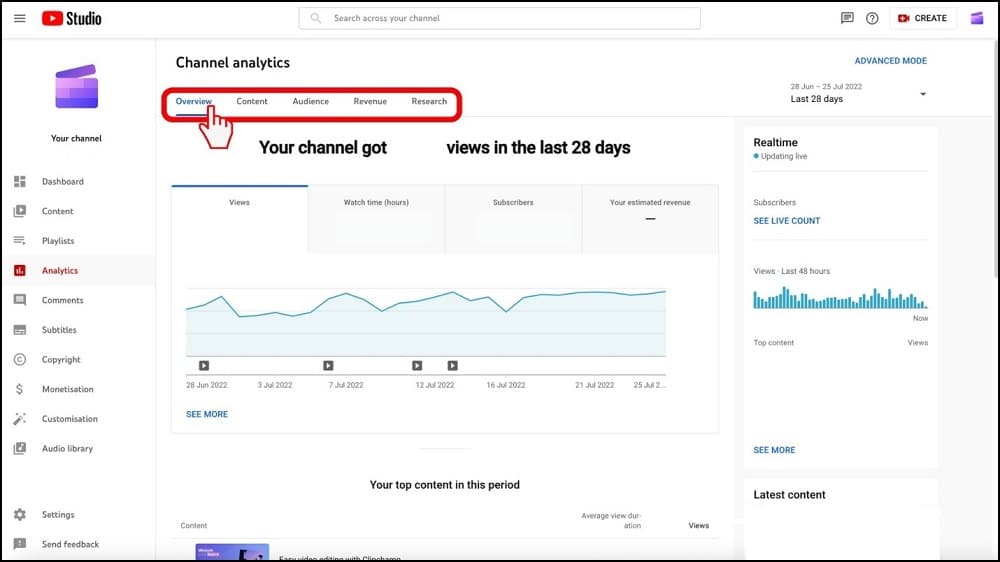YouTube Analytics to see likes