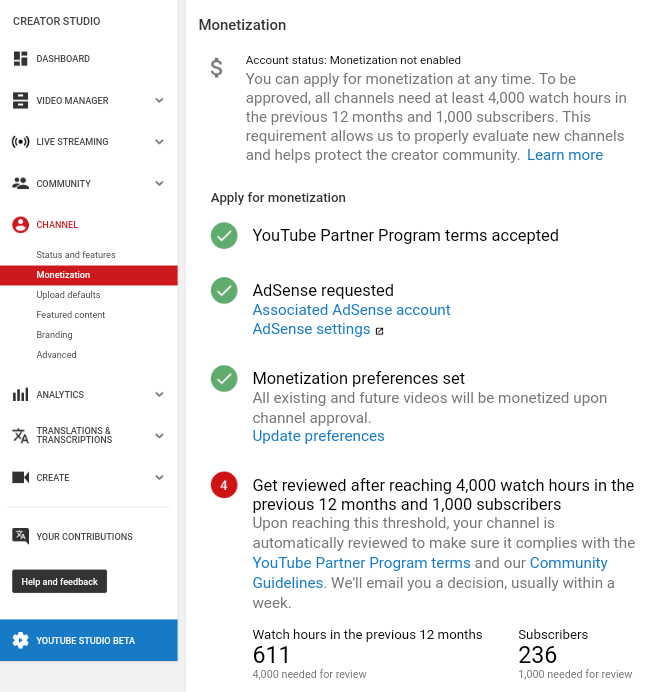 YouTube partner program base terms