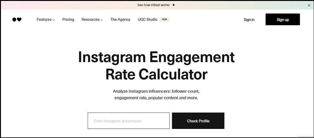 Inbeat Instagram Engagement Rate Calculator
