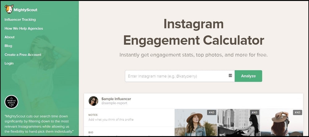 Mightyscout Instagram Engagement Calculator