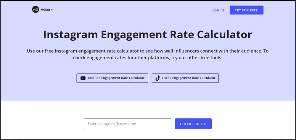 Modash Instagram Engagement Rate Calculator