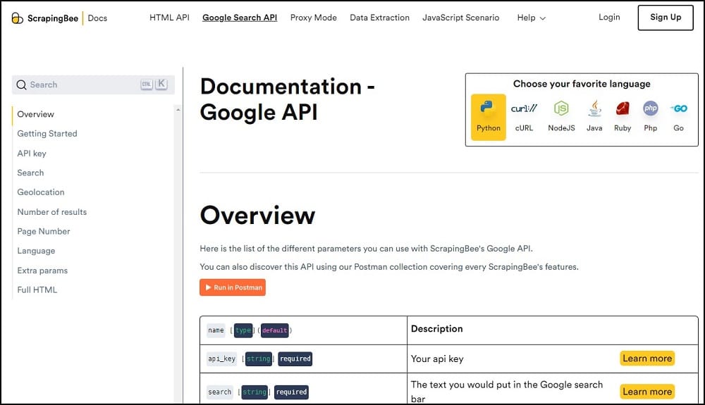 Scrapingbee Google Search API Overview