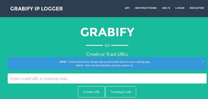 official Grabify IP logger webpage