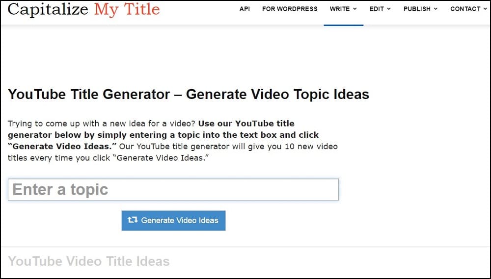 CapitalizeMyTitle YouTube Title Generator