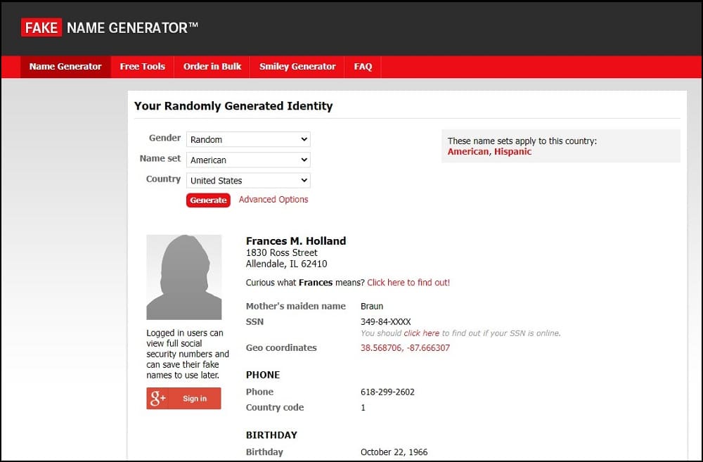 Fake Name Generator Overview