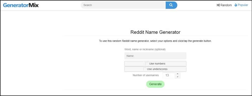 GeneratorMix Reddit Name Generator