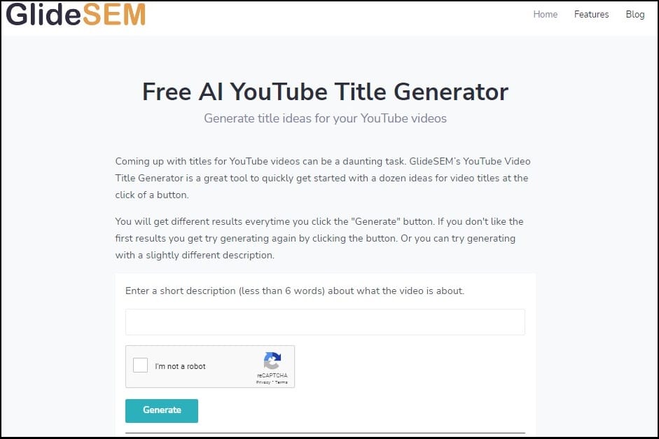 GlideSEM AI YouTube Title Generator