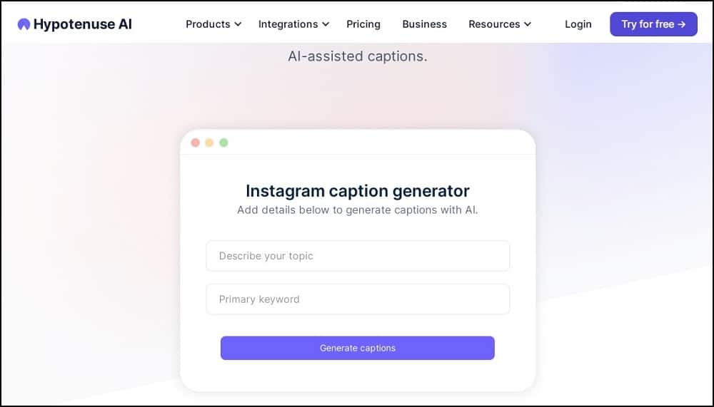 Hypotenuse AI Insstagram Caption Genertor