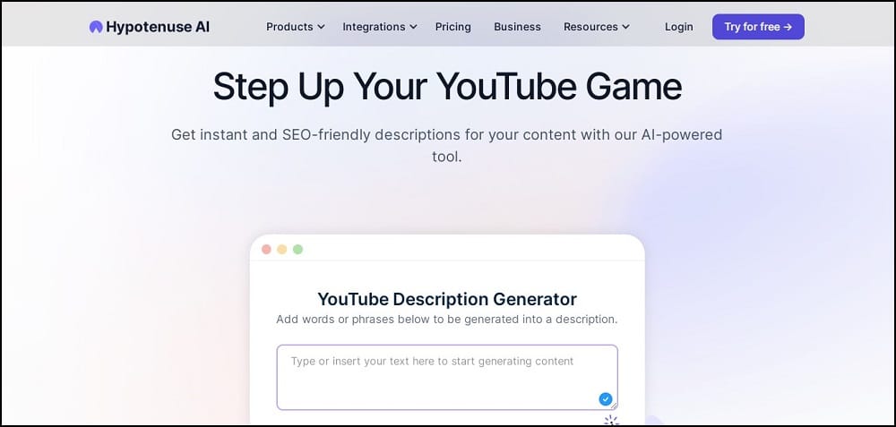 Hypotenuse AI YouTube Description Generator