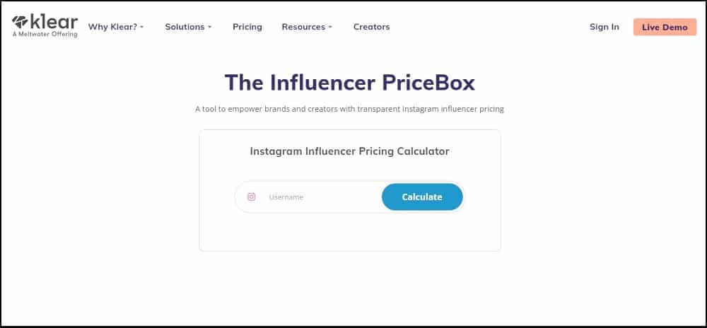 Klear Influencer Pricing Calculator