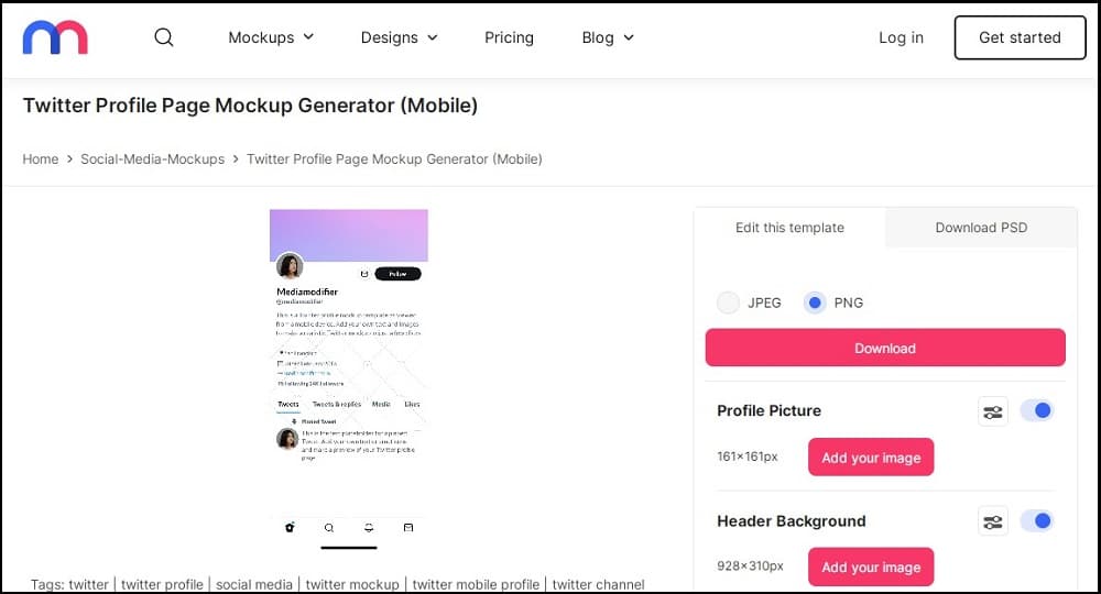 Modifier Twitter Profile Mockup Generator