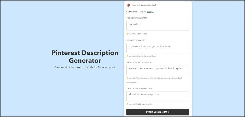 Nichesss Pinterest Description generator