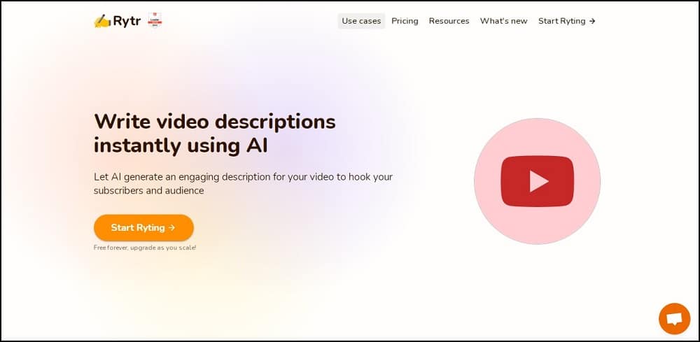 Rytr AI YouTube Video Description Generator