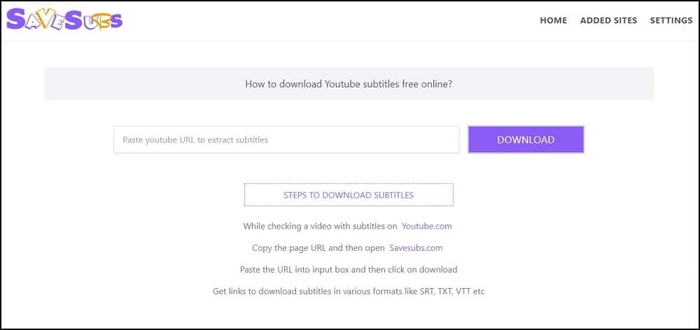 Savesubs YouTube Subtitle Extractor